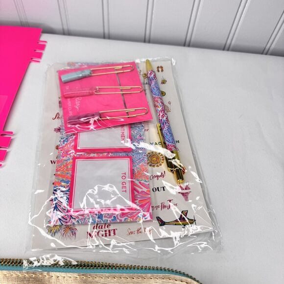 Lilly Pulitzer Agenda Bonus Pack Stickers Pen Tassel Paper Clips Snap Folder - Picture 8 of 9